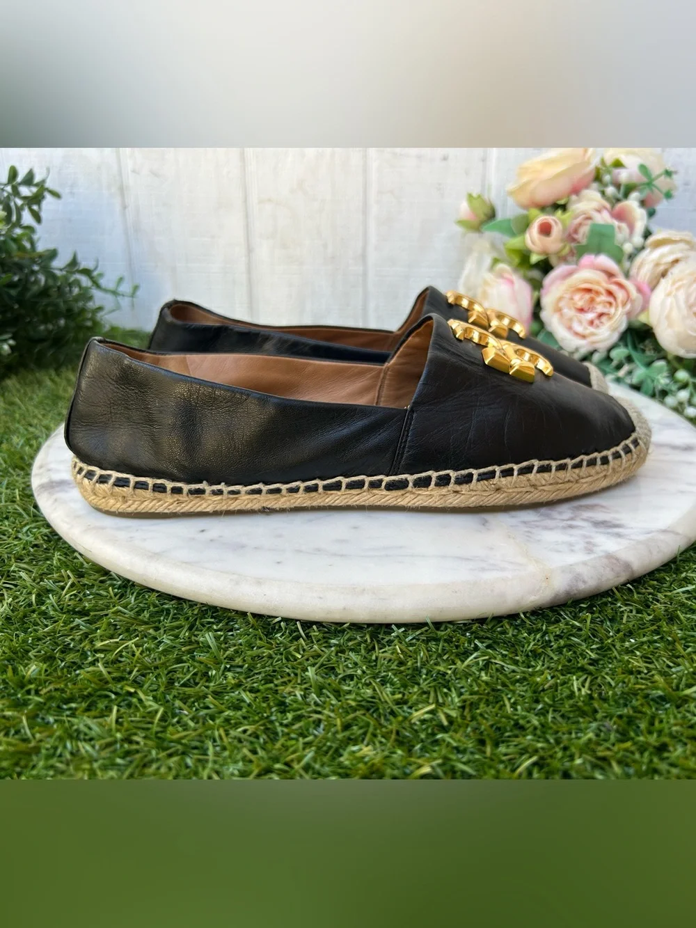TORY BURCH Eleanor espadrilles Color: Perfect Black size 6.5 gently used